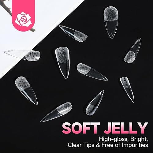 UNA GELLA Long Stiletto Gel Nail Tips Full Cover 120pcs Half Matte Nail Tips Long Stiletto Almond Fake Clear Nails Tips S tiletto Press on Nails for Nail Extensions Home Nail Art Salon 12 Sizes thumbnail 8