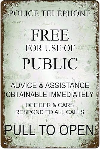 Vintage Tin Metal Poster Sign Police Phone Box Tardis Dr Who Retro Wall Art Decor Iron Painting for Home Kitchen Cafe Pub Sign 12x16 Inch Plaque - Image 1