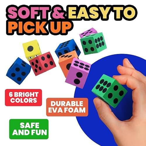 Foam Dice Set - Bulk Pack of 36, 1.5 Inch Large Assorted Colorful Foam Dice Cubes with Number Dots, Use for Kids, Classrooms, Math Games, Building Toys, Party Supplies by Bedwina thumbnail 4