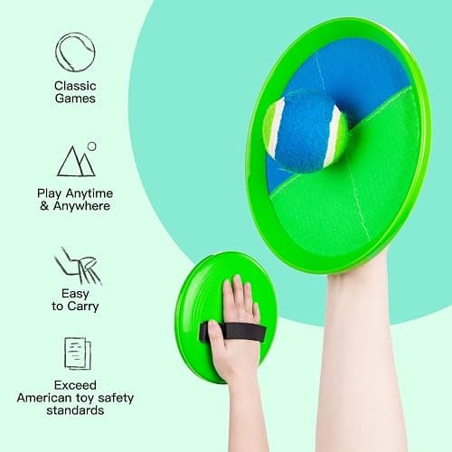 EVERICH TOY Upgraded Toss and Catch Ball Game Set, Kids Toy Stocking Stuffers for Boys Girls Ages 3-12, Includes 4 Paddles 4 Sticky Balls, Water-Resistant Indoor Outdoor Toy for Beach Pool Yard thumbnail 4