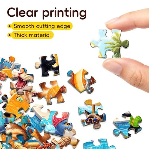 ROSE RAIN Premium 500 Piece Jigsaw Puzzle for Adults Funny Cat Water Park | Orange splash summer art with letters on back and dust-free thick HD board for relaxing solo play, family fun and cool gifts. thumbnail 6