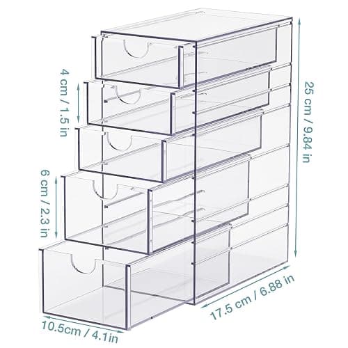 Noverlife Clear Containers for Hair Accessory Organizing, Plastic Hair Accessory Organizer Box with 5 Drawers, Hair Accessory Container, Storage Organization Drawers Set for Hair Ties Accessory thumbnail 3
