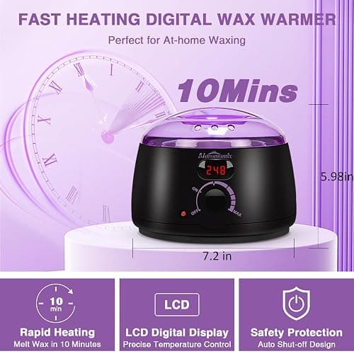 Waxing Kit -Digital Wax Warmer Machine for Hair Removal with 4 Packs of Hard Wax Beads & Silicone Pot for Full Body, Legs, Face, Eyebrows, Bikini, Brazilian at Home Waxing Kit for Women Men thumbnail 3