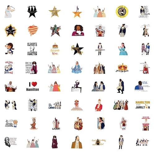 50PCS Hamiltons Water Bottle Stickers for Kids, Cute Stickers for Water Bottles, Vinyl Waterproof Aesthetic Laptop Sticker Pack Classroom Prizes Skateboard for Kids Teens Girls Students (Black) thumbnail 2