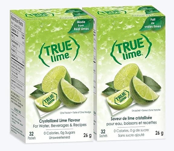 True Lime Water Enhancer (Bilingual Label) - Sugar Free 0 Calories 100% Natural Lime for Water and Tea - Single-Serve Packets 32 Count (1-Pack) - Made from Real Limes, No Preservatives thumbnail 3