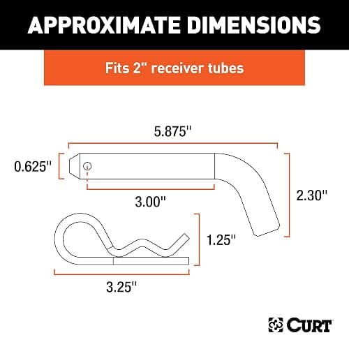 CURT 21500 Trailer Hitch Pin & Clip, 5/8-Inch Diameter, Fits 2-Inch Receiver (Pack of 2) thumbnail 2
