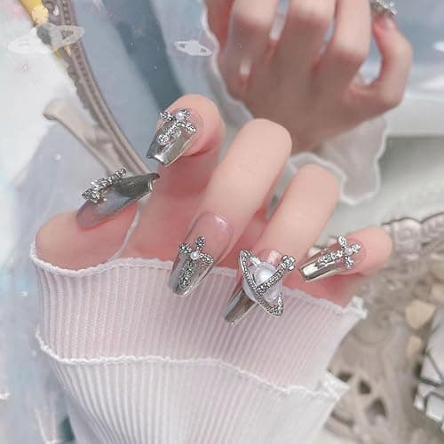 Planet Nail Art Charms, 32 Stück Saturn Form Nagel Edelsteine für Acrylnägel, Glänzender Nagel Strasssteines Mädchen Nail Art DIY Handwerk Dekoration Zubehör thumbnail 2