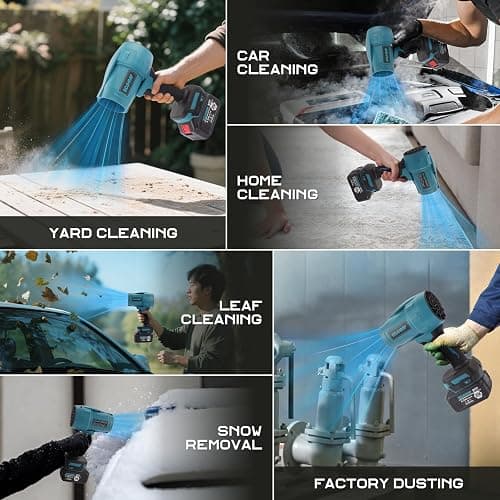 Leaf Blower Cordless, 21V 350,000RPM Portable Dust Cleaner Handheld Leaf Blower w/ 5.0Ah Batteries & Charger, Lightweight Blower for for Lawn, Yard, Patio, Sidewalk and Car Cleaning thumbnail 8