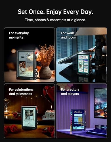 Divoom TimesFrame – 10.1" WiFi 6 Digital Picture Frame & Smart Desk Display, No Subscription | 64GB | Send Photos, Videos & AI Styles + Live Widgets (Weather, Calendar, etc)–Perfect Personalized Gift thumbnail 2