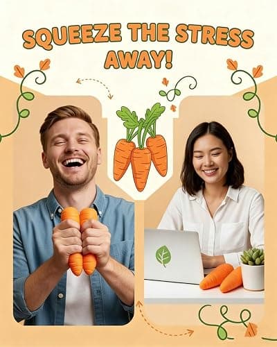 Giant Carrot/Strawberry/Dragon Fruit/BananaSquishy Stress Ball 4.5 Inch Jumbo Vegetable Slow Rise Sensory Fidget Toy Moldable Realistic Relaxing Easter Basket Stuffers Essentials(Carrots,1pc) thumbnail 3