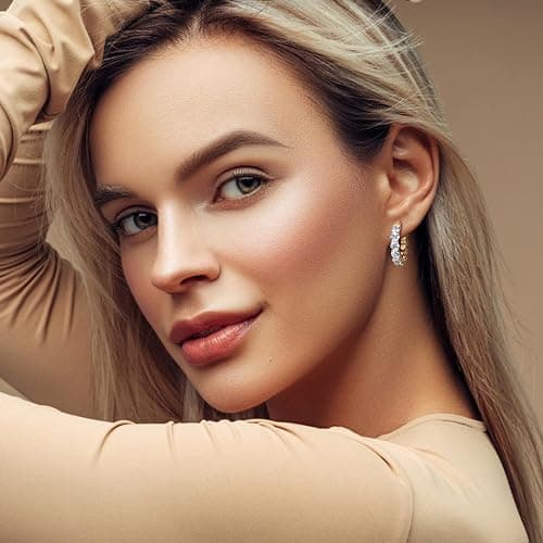 AINUOSHI Moissanite Hoop Earrings for Women, D-E Color Moissanite Simulated Diamond, 925 Sterling Silver with 18K White Gold / 14K Yellow Gold Plated, Hypoallergenic, Jewelry Box Packed, Christmas New Year Jewelry Gifts thumbnail 4