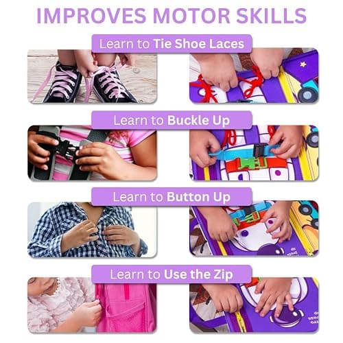 Busy Board for Toddlers 2–4 | Montessori Busy Book for Ages 3–5 | Alphabet, Numbers, Colors & Time Learning Toy | Educational Gift for Boys & Girls - Ideal Stocking Stuffer & Secret Santa Gift thumbnail 5