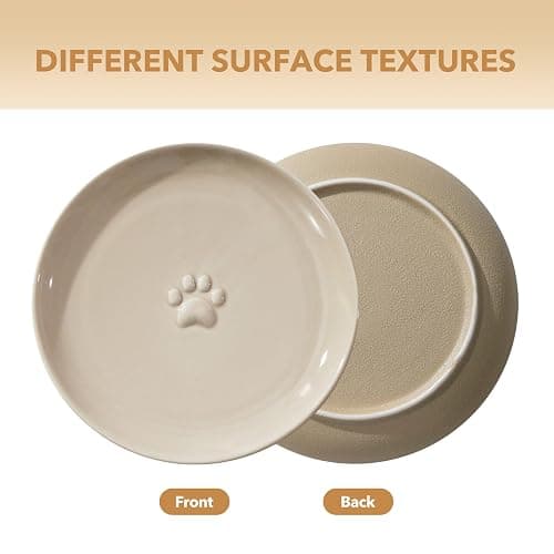 Havniva Raised Ceramics Wide Whisker Friendly Cat Dishes, Food& Water Bowl with 2 Style Stand Adjustable Anti-Choking Raised Pet Bowl Set, Anti Whisker Fatigue(2Dish+2Shallow Dish+Stand thumbnail 4