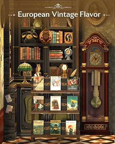 CUTEBEE Book Nook Kit, DIY Miniature House Kits for Adult and Teens, Bookend Diorama with LED, 3D Wooden Puzzle, Mini Booknook Bookshelf Insert Decor, Crafts Hobbies Gifts for Adults（Owl Bookstore thumbnail 7