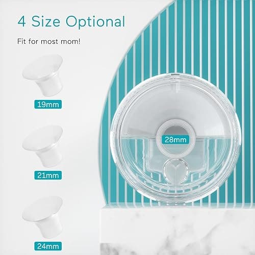 Paruu P10 Hands Free Breast Pump Wearable, 338mmHg Strong Suction, Low Noise, 4 Modes & 9 Levels, Electric Breast Pump Portable, Smart Display, 19/21/24/28mm Insert/Flange, 2 Pack (White) thumbnail 8