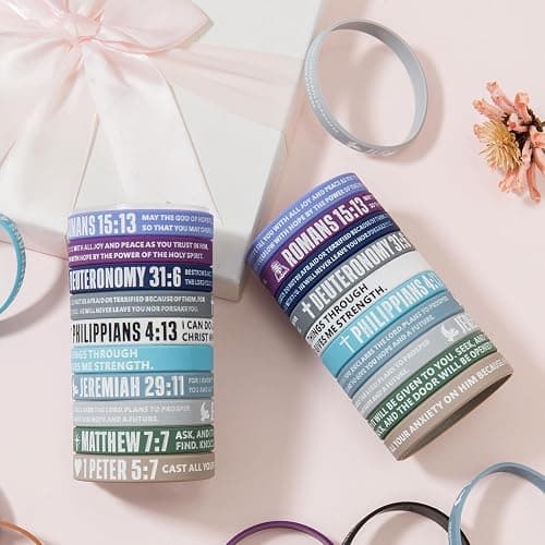KUCLIN 12-Piece Bible Verse Bracelets - Christian Scripture Silicone Wristbands for Men & Women (Fresh Colors) thumbnail 2