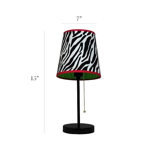 Simple Designs LT3000-ZBA Fun and Funky Zebra Print Shade Metal Table Lamp, Black thumbnail 4