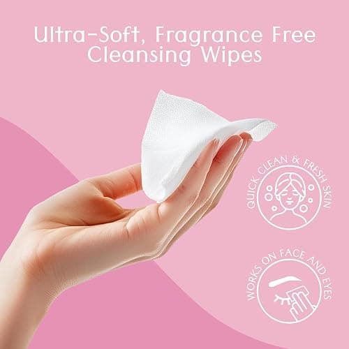 Air Jungles Pink Micellar Makeup Remover Wipes - 25ct Individually Wrapped Travel Size Facial Cleansing Wipes with Vitamin E, Gentle Face Wipes for Sensitive Skin, Gift for Women & Girls thumbnail 6