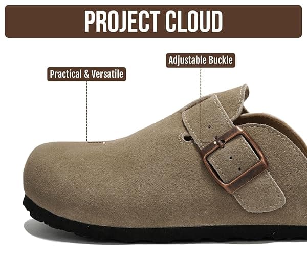 Project Cloud 100% Genuine Leather Slip-ons Footbed Clogs for Women Sandals | Memory Foam Arch Support Slippers for Women; Trendy Slip-ons Women's Mules & Clogs Sandals; Non-Slip Outsole for comfort. thumbnail 3
