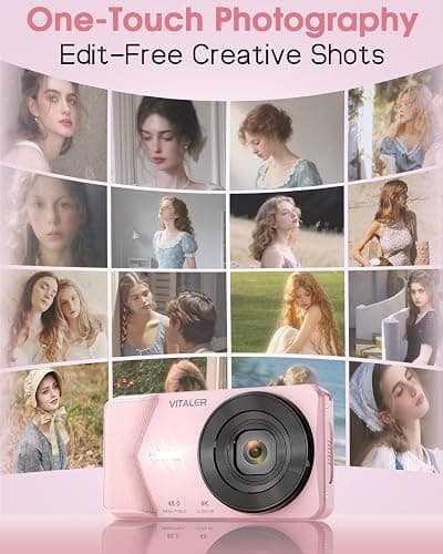 Vitaler Digital Camera, Autofocus 48MP 4K Camera for Photography with 32GB Card, Portable Compact Point and Shoot Digital Camera for Teens Adult Beginner Kids with Metal Shell, 2000 mAh Battery thumbnail 7