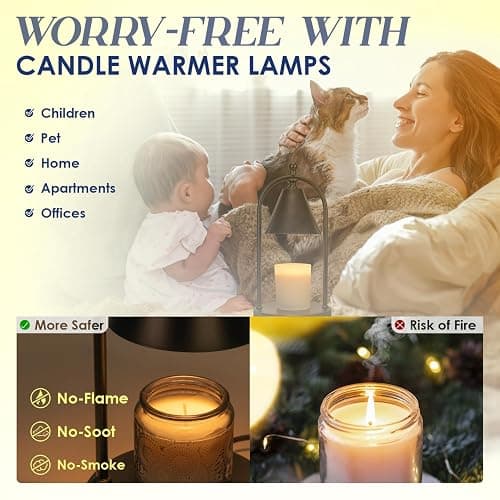 Soilsiu Candle Warmer Lamp with Timer, Electric Black Candle Warming Light for Bedroom, Dimmable Wax Melts Warmer for Home Decor Beside Lamp Gifts for Women (2 Bulbs Included) thumbnail 5