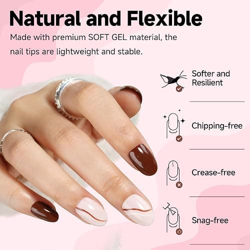 UNA GELLA Oval Round Nail Tips Half Matte 504pcs Gel Nail Tips | Short Oval Round Nail Extension Easily DIY False Fake Acrylic Press On Nails, 12 Sizes Gelly Tips thumbnail 3