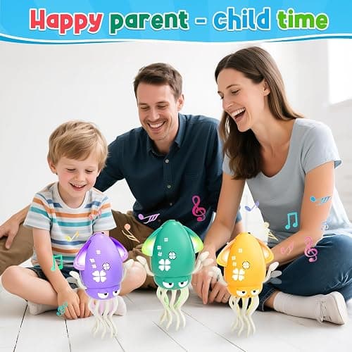 Dancing Octopus Baby Toy, Electric Crawling Octopus Tummy Time Toy, Rechargeable Magic Dancing Music Squid for 3 4 5 6 Year Old Kids Boy Girl Birthday Gifts, Funny Squid for Office Desk Decor (Purple) - Purple thumbnail 2