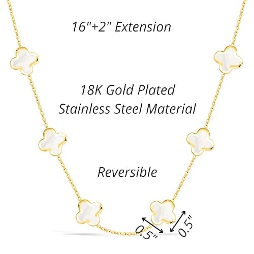 SHINYY Four Leaf Clover Choker Necklace for Women | 18K Gold Plated Lucky 4 Leaf Jewelry | Trendy Gifts for Her thumbnail 4