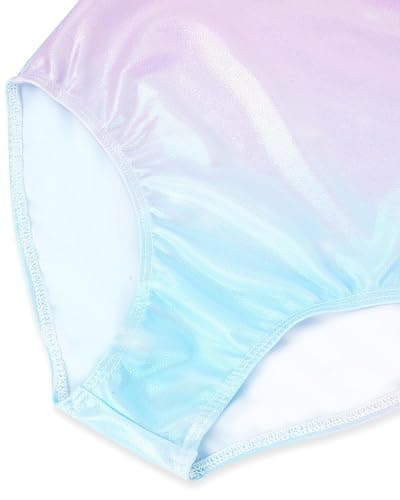 Gogokids Girls' Three-Piece Gymnastics Set, Sleeveless Leotards with Shorts and Hairband, Sparkling Ballet Dancing Unitards - Gymnastics Outfit with Gradient Color Design for 3-12 Years thumbnail 3