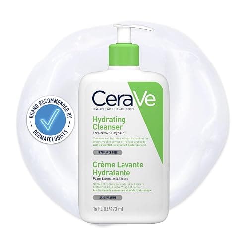 CeraVe Hydrating Cleanser, for normal to dry skin, contains Hyaluronic Acid and 3 essential ceramides, facial cleanser for sensitive skin, Cerave skin care face wash - Image 1