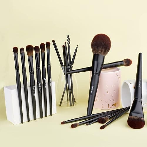 Jessup Makeup Brushes Set Professional 21Pcs Black Complete Collection, Synthetic Hair Mkae up Brushes, Powder Blending Foundation Highlight Contour Concealer Eyeshadow Eye liner Spoolie T271 thumbnail 8