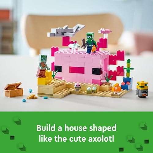 LEGO Minecraft The Axolotl House 21247 Building Toy Set, Creative Adventures at a Colorful Underwater Base, Includes a Diver Explorer, Dolphin, Drowned and More, Minecraft Toy for 7 Year Old Kids thumbnail 3