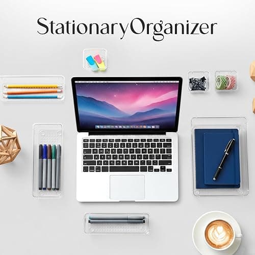 KICHLY Pack of 25 Clear 4 Sizes Makeup Drawer Organiser set, Acrylic Organization Plastic Storage Organiser tray for Bathroom, Vanity, Office Desk, kitchen, Bedroom thumbnail 5