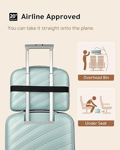 LUGGEX Carry on Luggage with Charger, Lightweight Suitcase 2 Piece with Spinner Wheels (Mint, 14/20) thumbnail 4