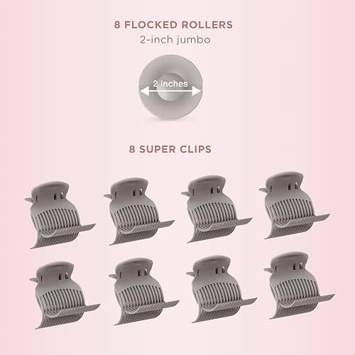 INFINITIPRO BY CONAIR Ceramic Flocked Hot Rollers for Long, Medium, and All Hair - Hair Curler - Hair Roller Clips Included - 2 inch Rollers thumbnail 2