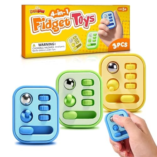 Handheld Fidget Toys for Kids Adults: Multi-Functional Silent & Audible Fidget Pad for ADHD Anxiety Relief - 3 Pack Stress Sensory Toys with Slider, Gears, Controller Stick, Balls - Classrooms Prize - Image 1