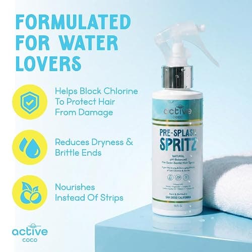Pre-Swim Hair Protection Spray – Chlorine, Salt Water & Sauna for Swimmers - Coconut Oil, Jojoba, Aloe Vera & Vitamin E Leave-In Conditioner - Protects Color-Treated & Dry Hair, Made in USA thumbnail 2
