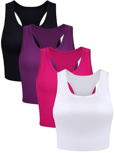 Boao 4 Pieces Basic Crop Tank Tops Sleeveless Racerback Crop Top for Women - Image 1