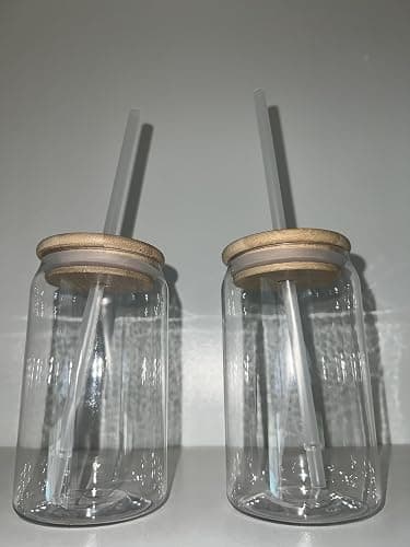 16 oz Clear Plastic Tumbler with Bamboo Lid and Frosted Straw - 2 pack thumbnail 2