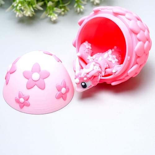 LUYUCUBE Colourful 3D Printed Dragon Egg,Little Dragon Inside Egg,Flexible Realistic Articulated Animal Fidget Toys,Mystery Figurines Gifts,Executive Desk Décor and Festival Collectible (Sakura) thumbnail 5