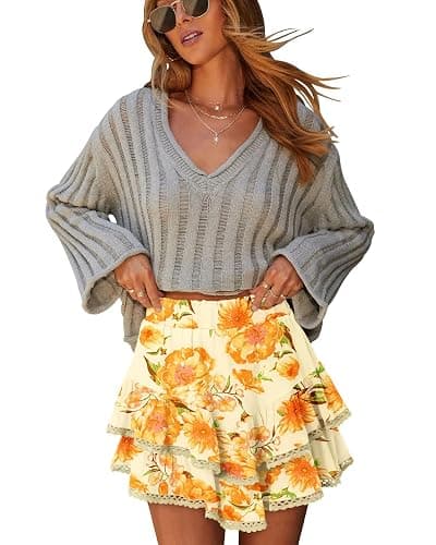 onlypuff Flowy Shorts for Women Ruffle Skorts Mini Skirts High Waisted Teen Gilrs Tennis Skort Summer Shorts thumbnail 3