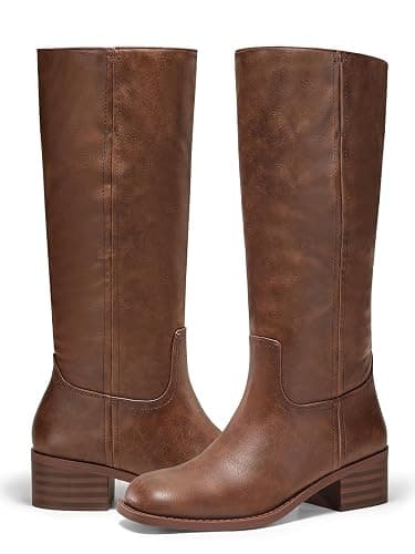 Coutgo Women's Knee High Boots Square Toe Chunky Block Heel Tall Boots Comfortable Low Heel Shoes thumbnail 5