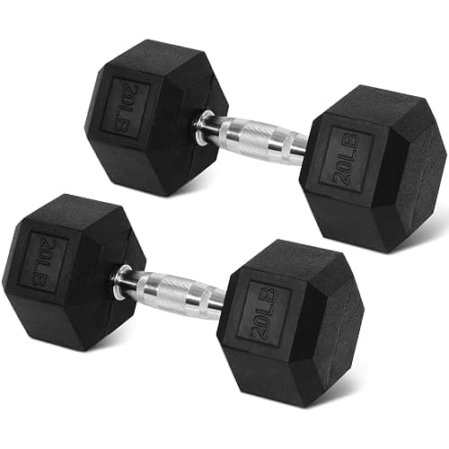 Rubber Encased Hex Weights Dumbbells Set of 5 – 50 lb Pair | Cast Iron Hand Weights with Anti-Slip Grip for Home Gym Strength Training - Image 1