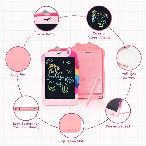 Unicorn Toys LCD Writing Tablet for Girls Kids, Colorful Toddler Toys Drawing Board, Educational Kid Toys Doodle Pad Toys for 3 4 5 6-12 Years Old Girls Boys Birthday Party Christmas Gift, 8.5 Inch thumbnail 6