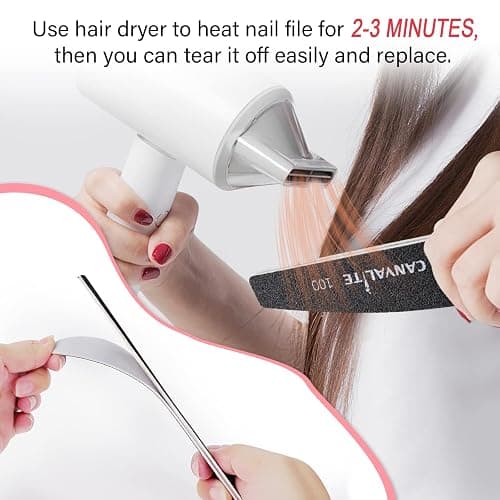 Canvalite 40 PCS Nail File Professional Reusable Peel and Stick Nail Files Replaceable Emery Boards 180 Grit Fingernail Files Manicure Tools for Home and Salon Use thumbnail 8