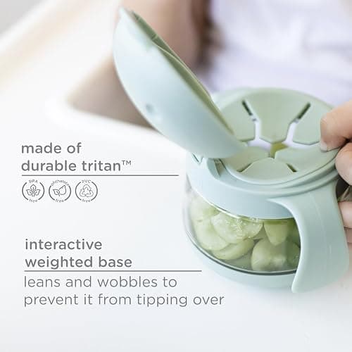 Ubbi Tweat No Spill Snack Container for Kids, BPA-Free Tritan, Toddler Snack Container, Sage & Pink thumbnail 4