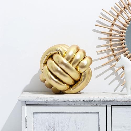 BFYDOAA Knot Ball Pillow Gold, Handmade Round Throw Pillows Decorative Knotted Ball Pillow Cushion, 20cm Creative Knotted Throw Pillows for Sofa Car Office, Household Knot Pillows for Home Decor thumbnail 3