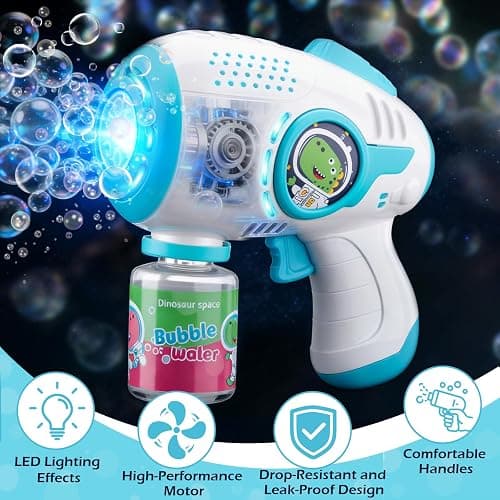 ZACEAC Bubble Guns for Kids 4-8, 2 Pack Automatic Bubble Blaster with LED Light & 4 Bubble Solution, Bubble Gun for Toddlers Outdoor Summer Toys thumbnail 3