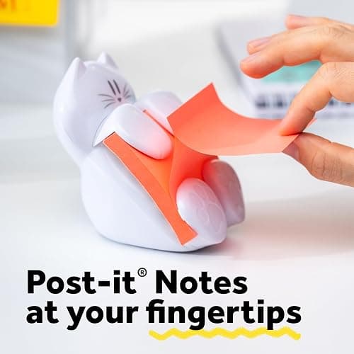 Post-it Note Dispenser, White Cat Design, 1 Dispenser, 1 Pad, 45 Sheets | Sticky Notes Holder for Desk, Classroom or Office Supplies thumbnail 8