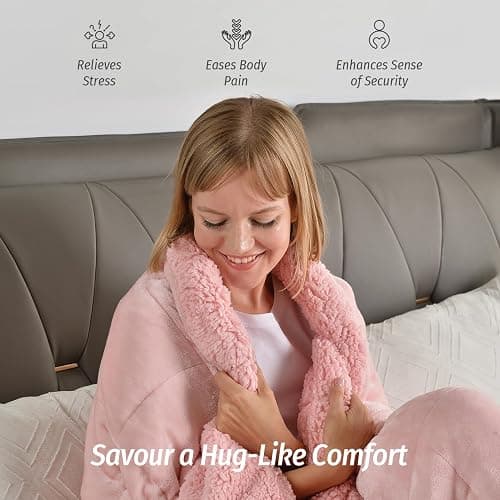 Wemore Sherpa Fleece Weighted Blanket for Adult, 15 lbs Dual Sided Cozy Fluffy Heavy Blanket, Ultra Fuzzy Throw Blanket with Soft Plush Flannel Top, 60 x 80 inches, Pink on Both Sides thumbnail 4